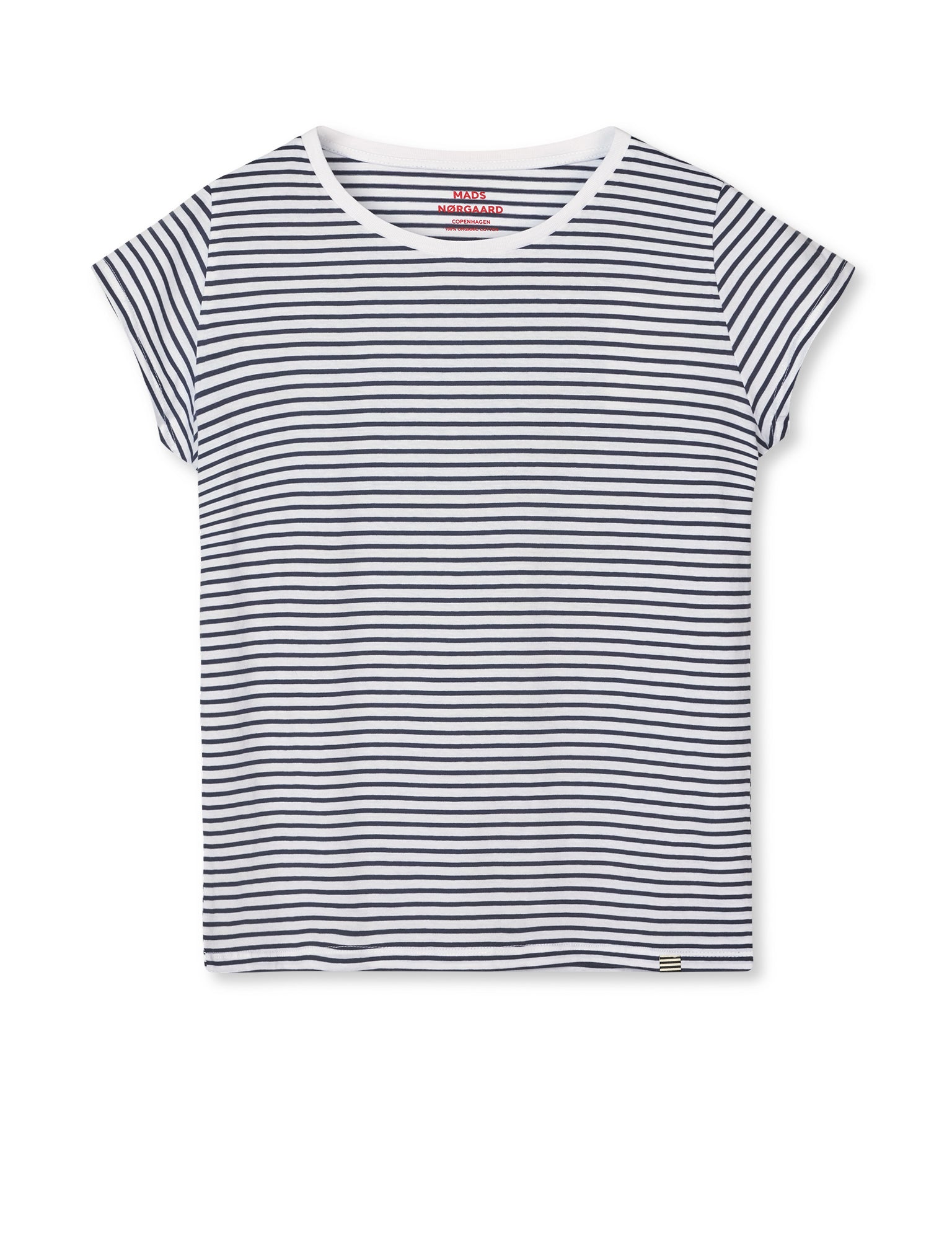 Organic Jersey Stripe Teasy Tee FAV White Black MADS NORGAARD COPENHAGEN