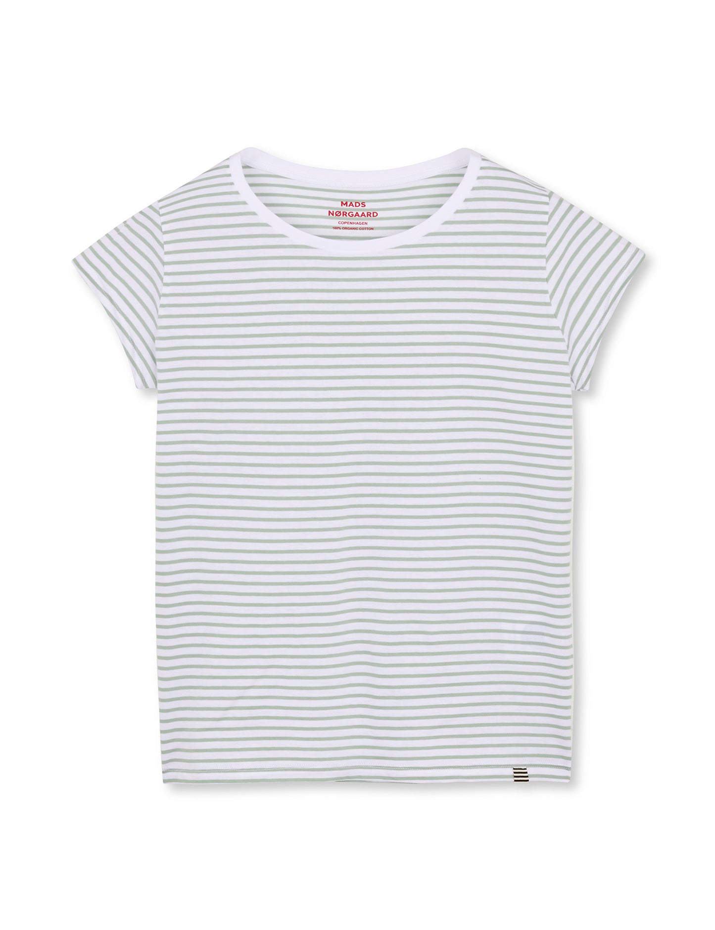 Organic Jersey Stripe Teasy Tee FAV, Brilliant White/Jadeite