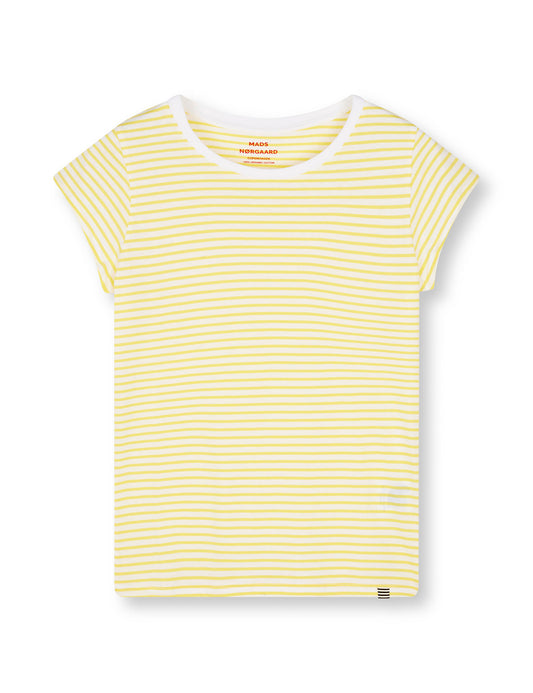 Organic Jersey Stripe Teasy Tee FAV, Brilliant White/Lemon Zest