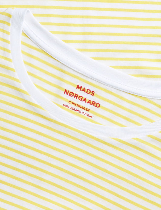 Organic Jersey Stripe Teasy Tee FAV, Brilliant White/Lemon Zest