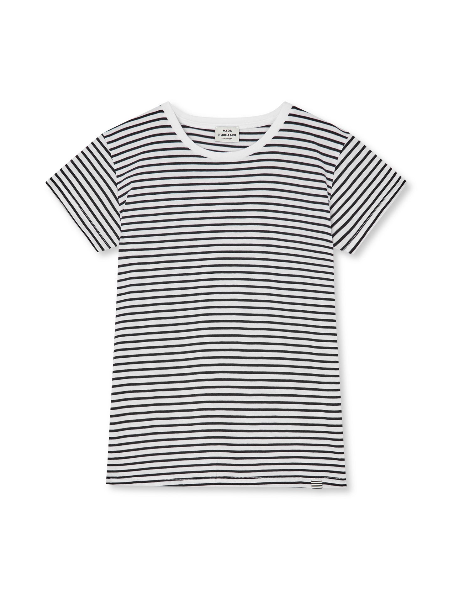 Organic Jersey Stripe Tuvina Tee FAV,  White/Black