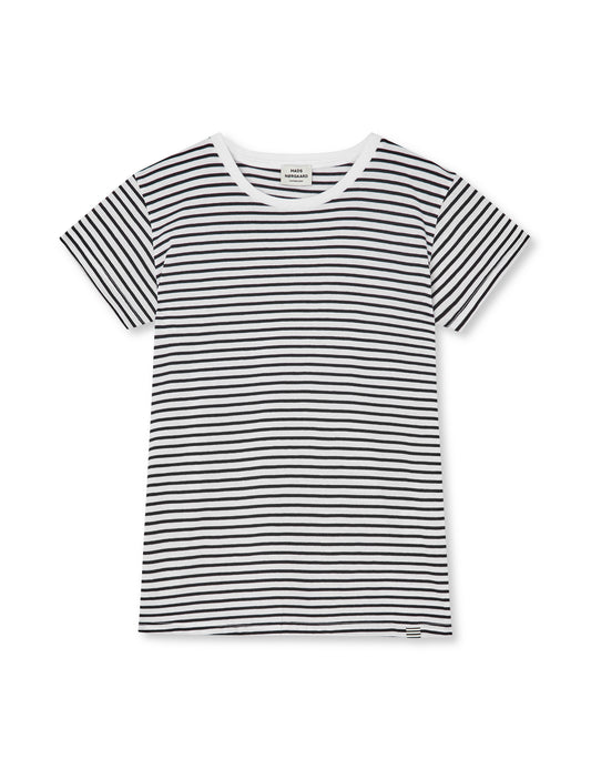 Fine Jersey Stripe Tuvina Tee FAV,  White/Black