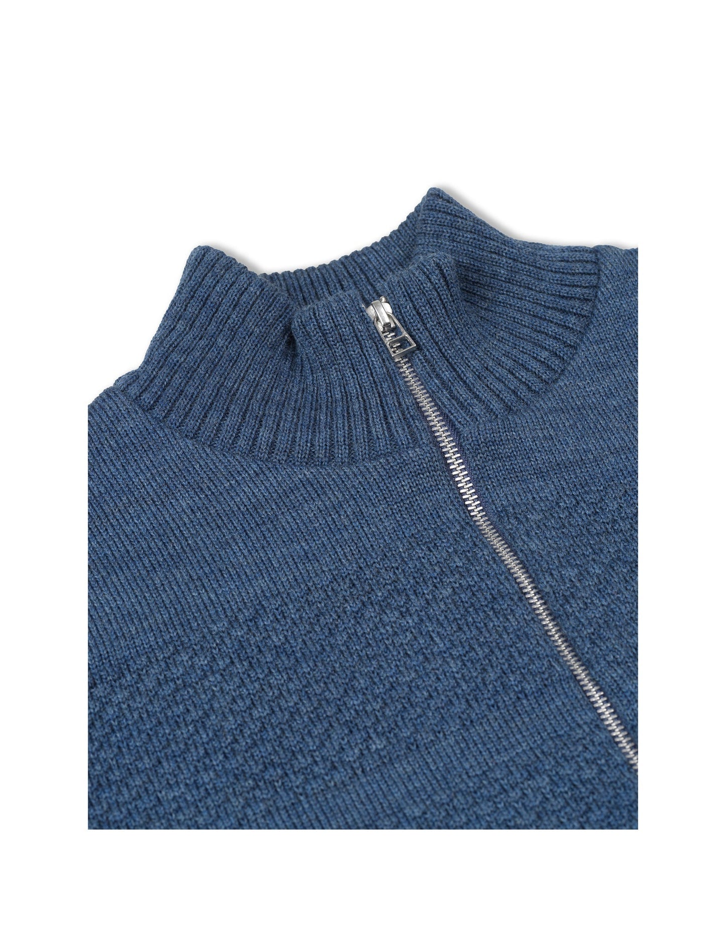 Wool Klemens Zip Knit,  Blue Melange