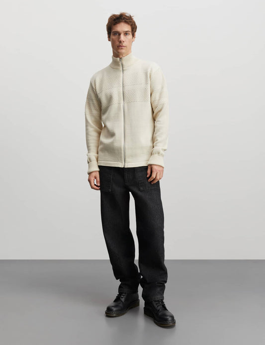 Wool Klemens Zip Knit, Vanilla Ice