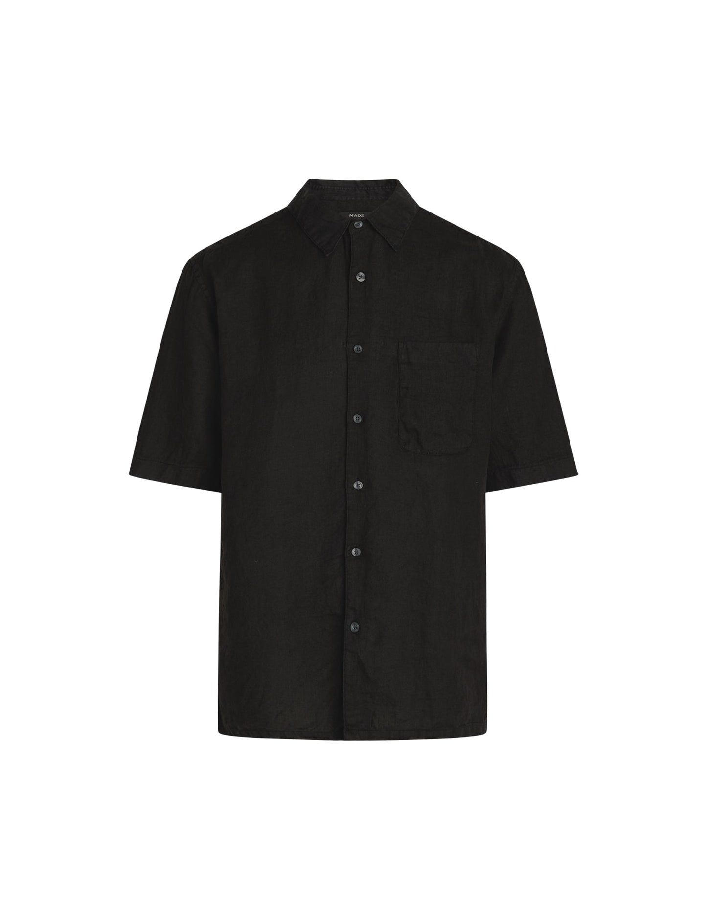 Dyed Linen Victor Shirt SS, Black