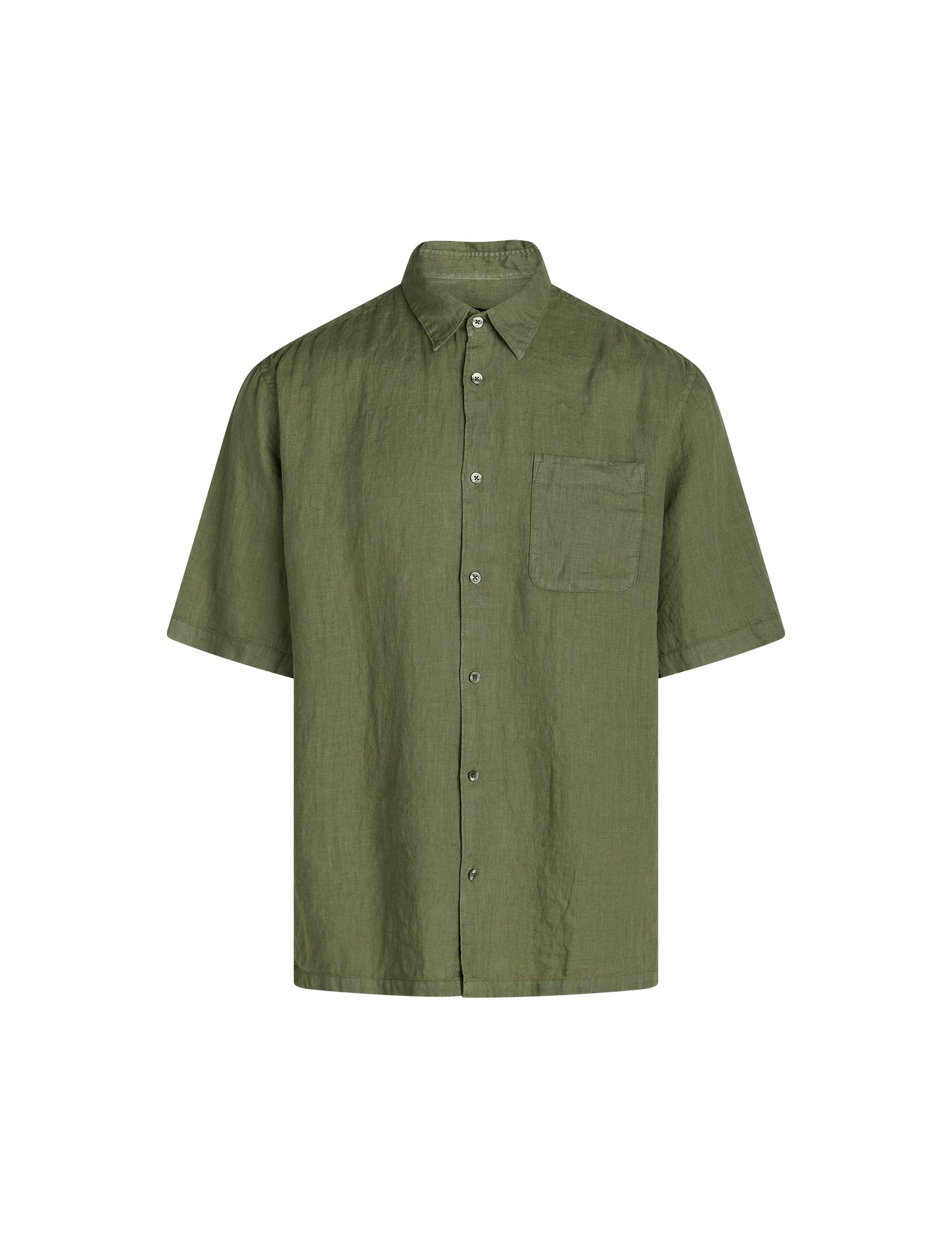 Dyed Linen Victor Shirt SS,  Olivine