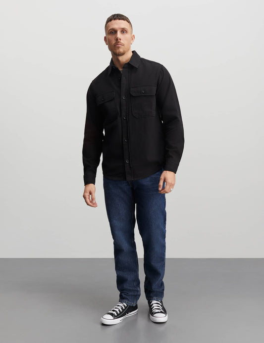 Dyed Canvas Skyler Shirt, Black