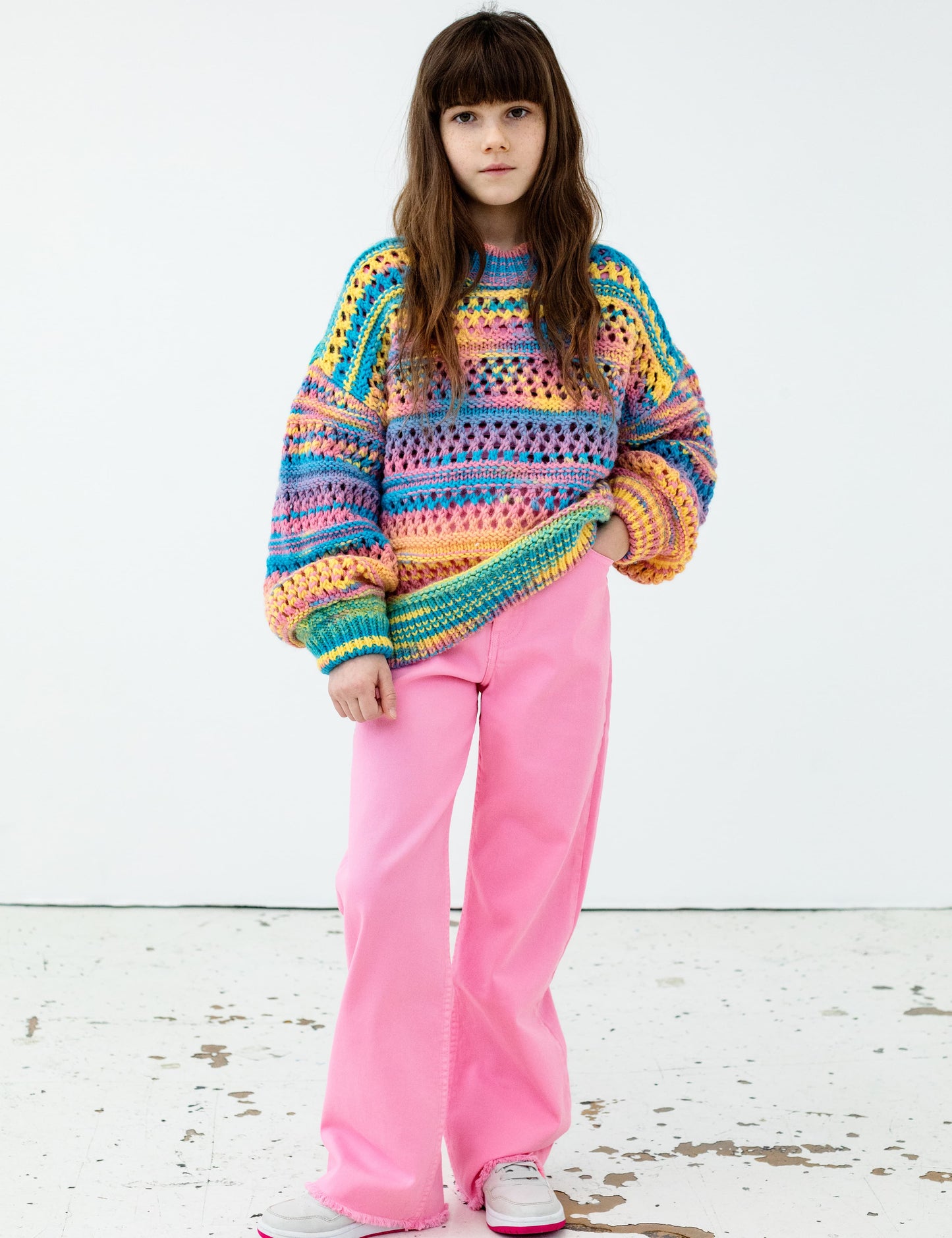 Coloured Denim Loozy Pants, Begonia Pink