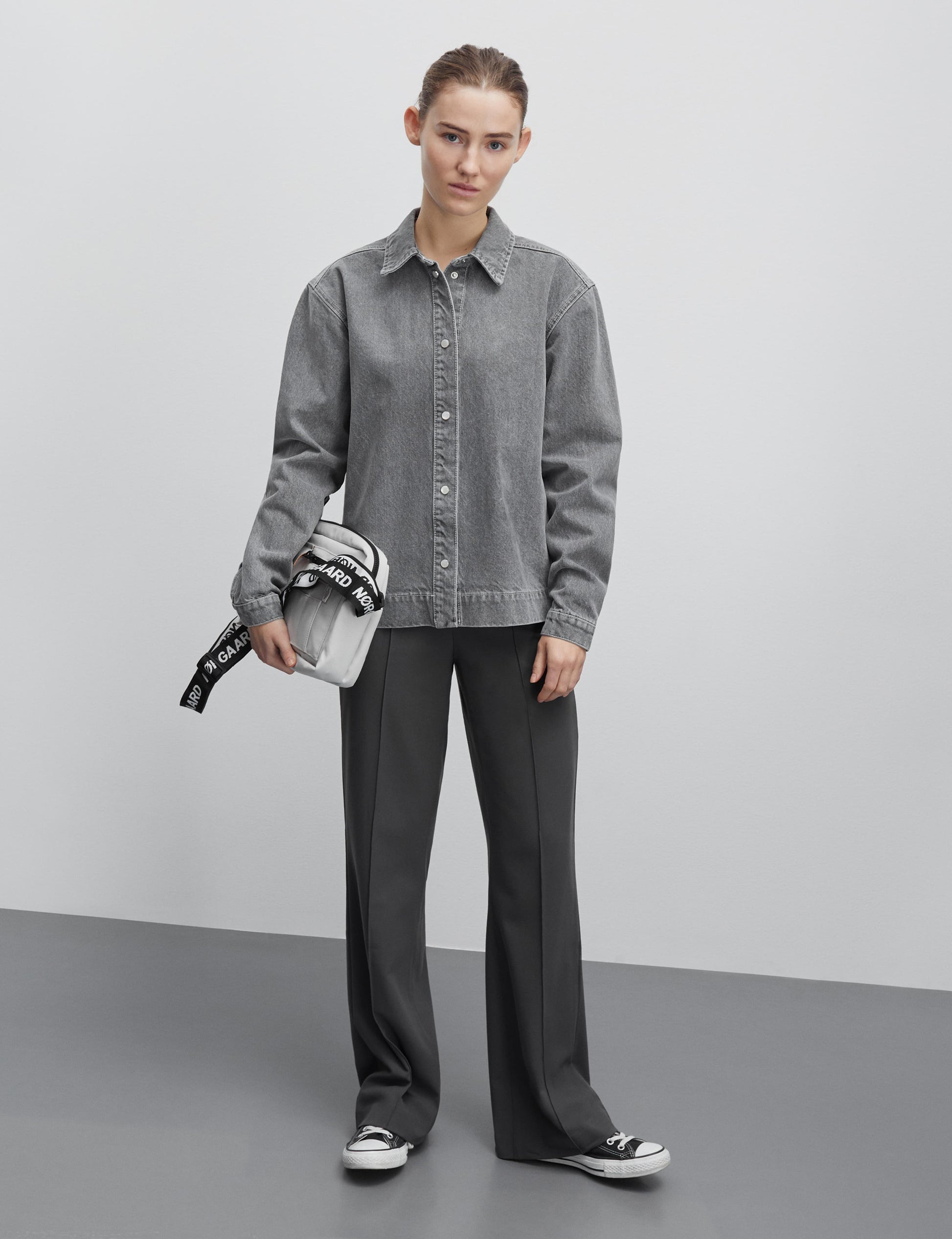 Grey denim 2024 shirt zara