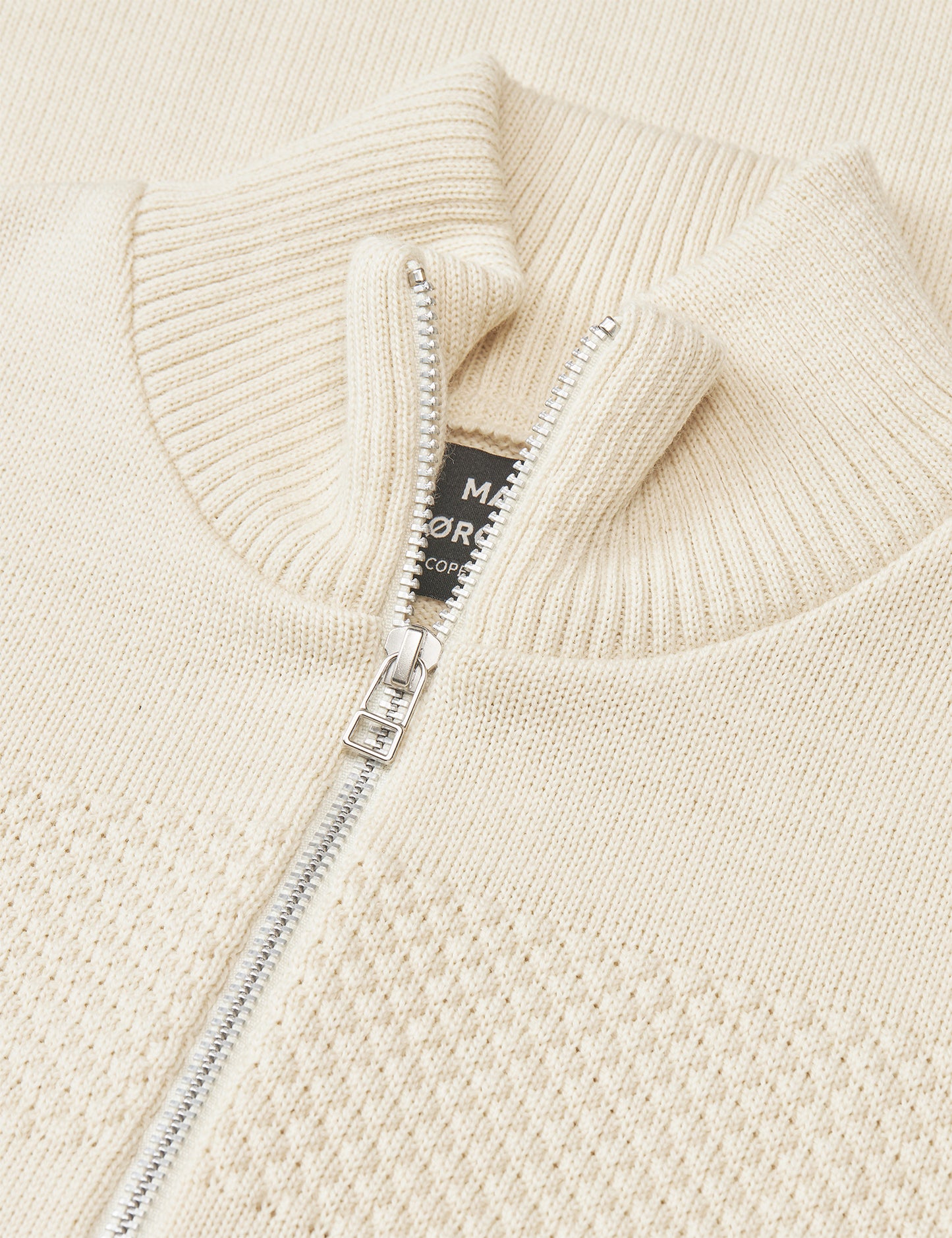 Wool Klemens Half Zip Knit, Vanilla Ice