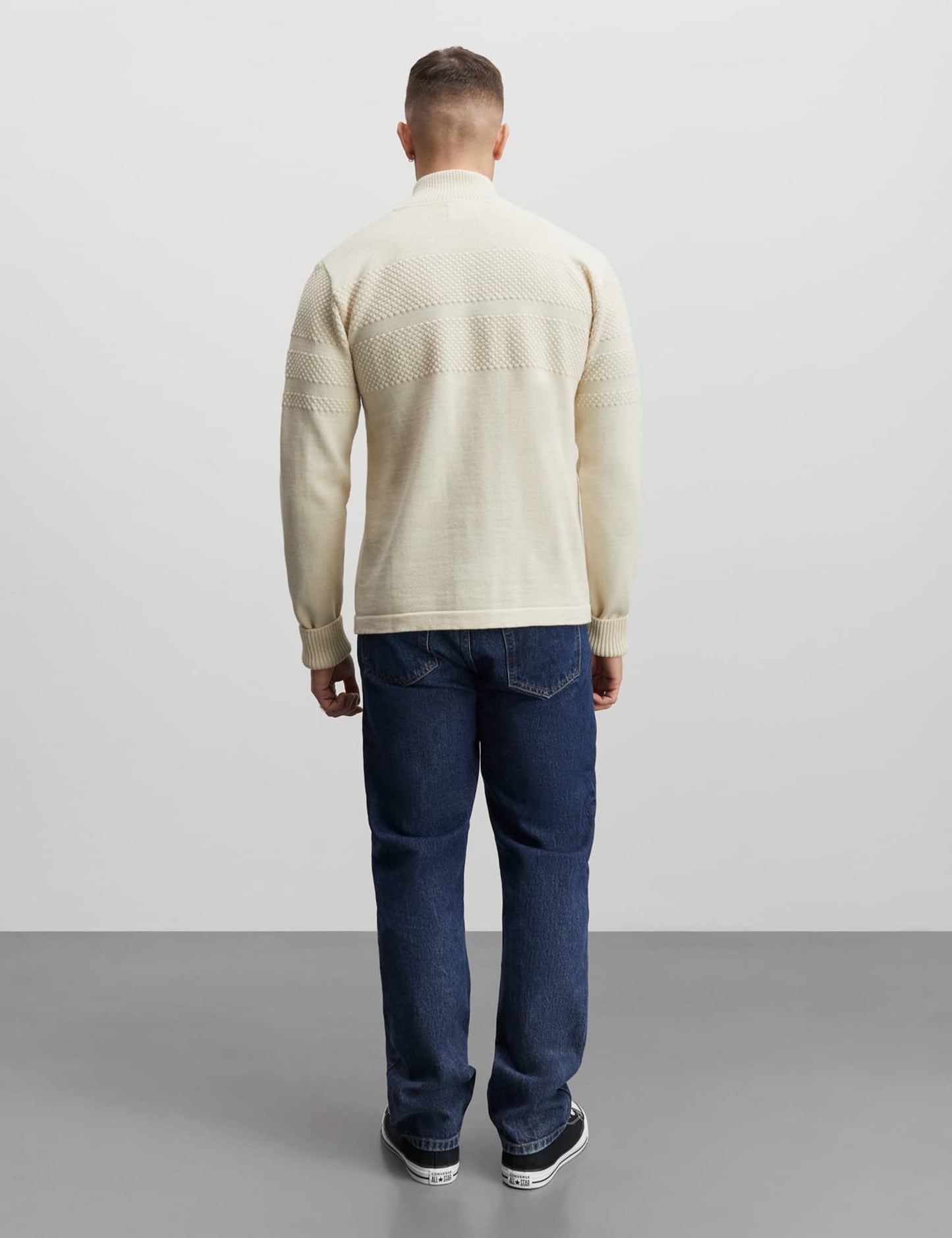 Wool Klemens Half Zip Knit, Vanilla Ice