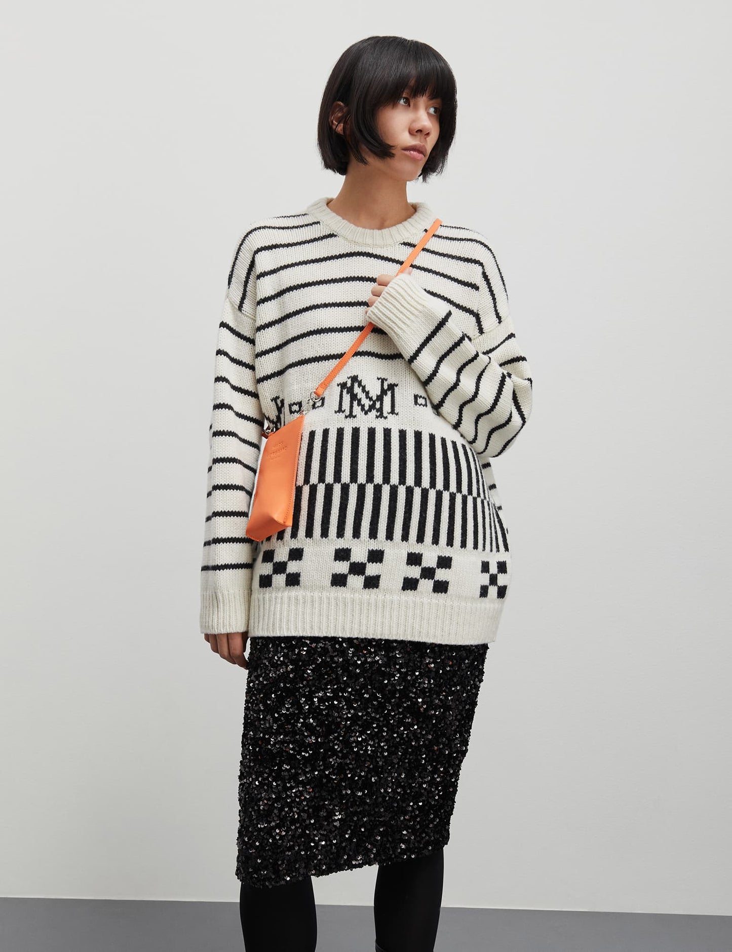 Recycled Iceland Lefty Sweater, Black/Winter White