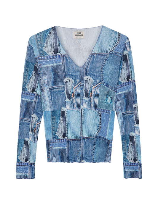 Luno Hardi Top AOP, Denim AOP