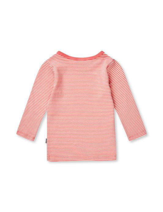 Soft Mini Striped Tobinino Tee LS, Shell Pink/Seedpearl