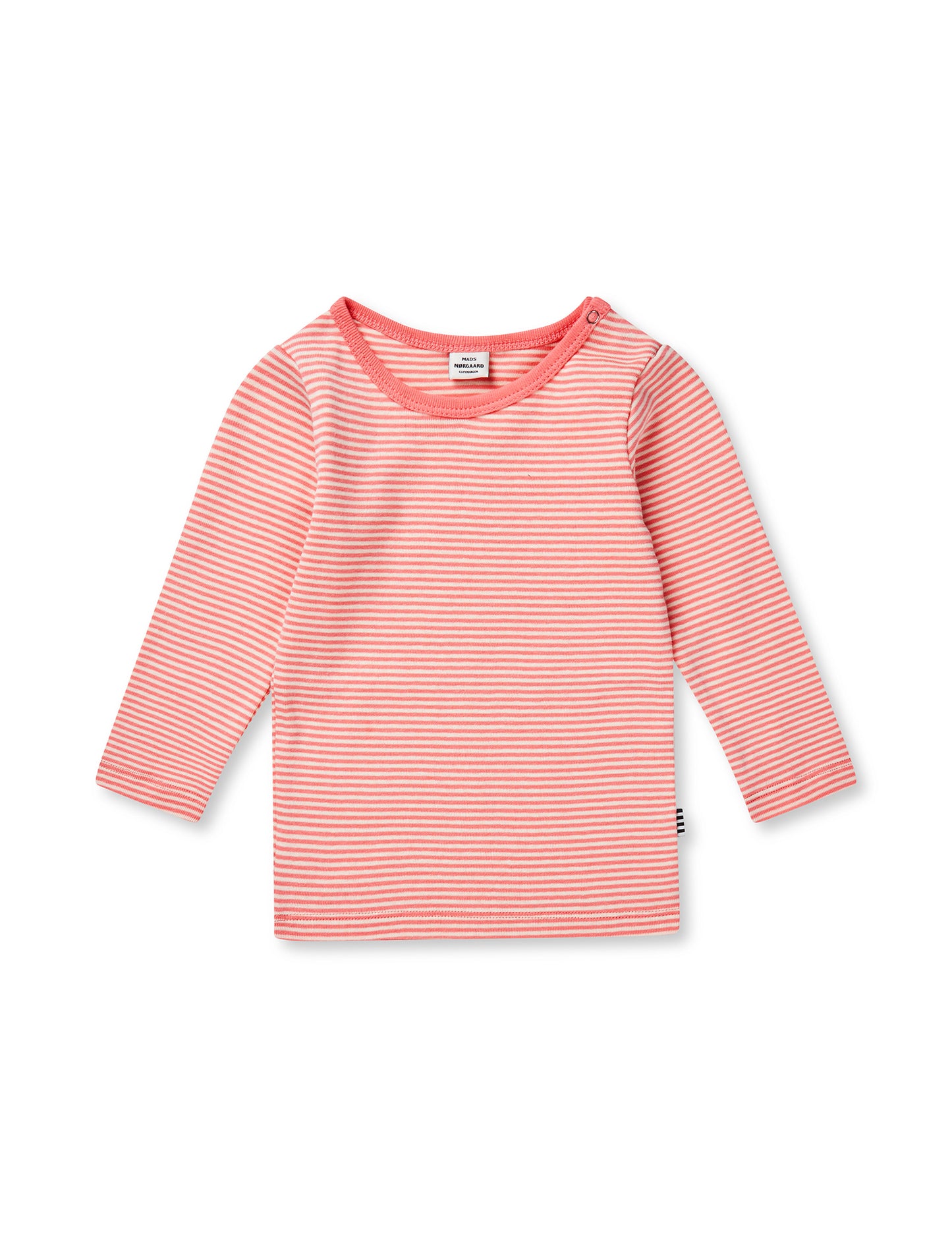 Soft Mini Striped Tobinino Tee LS, Shell Pink/Seedpearl