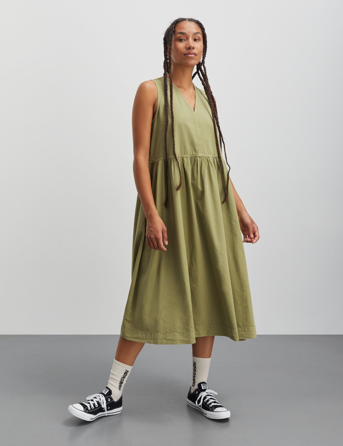 Leo Twill Rody Dress, Mosstone