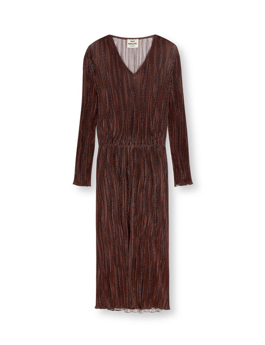 Luno Helen Dress AOP, Leo Stripe AOP/Cambridge Brown