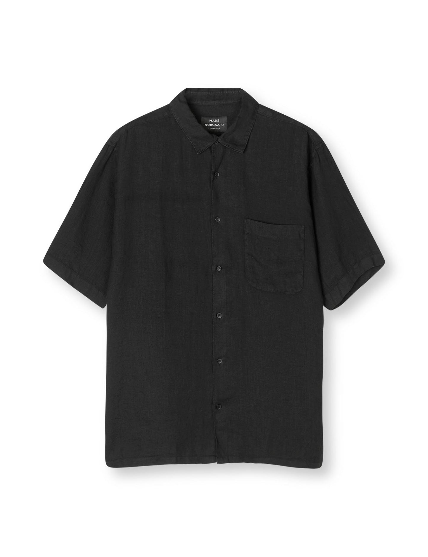 Dyed Linen Victor Shirt SS, Black