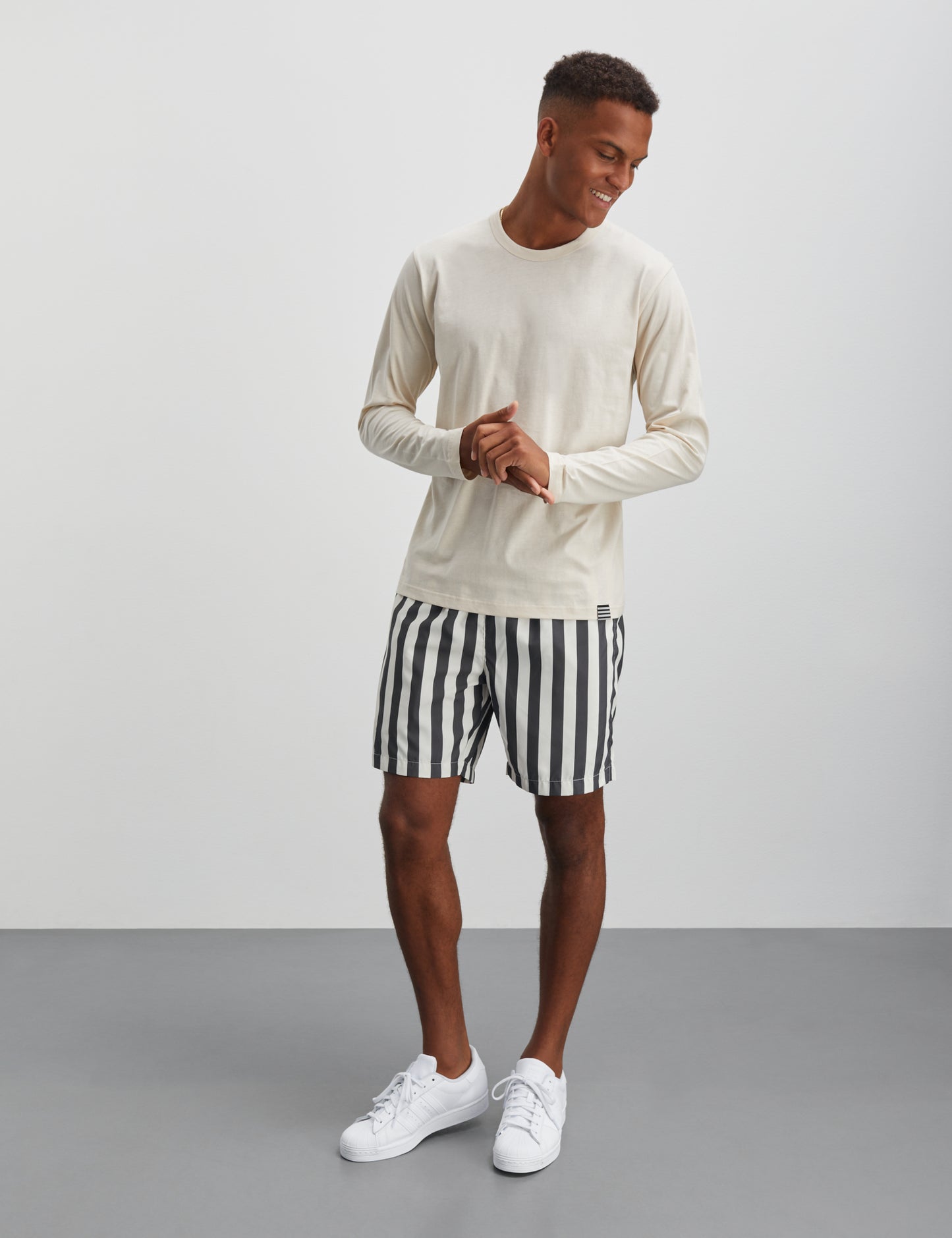 Sea Print Sandro Shorts, Deep Well/Vanilla Ice