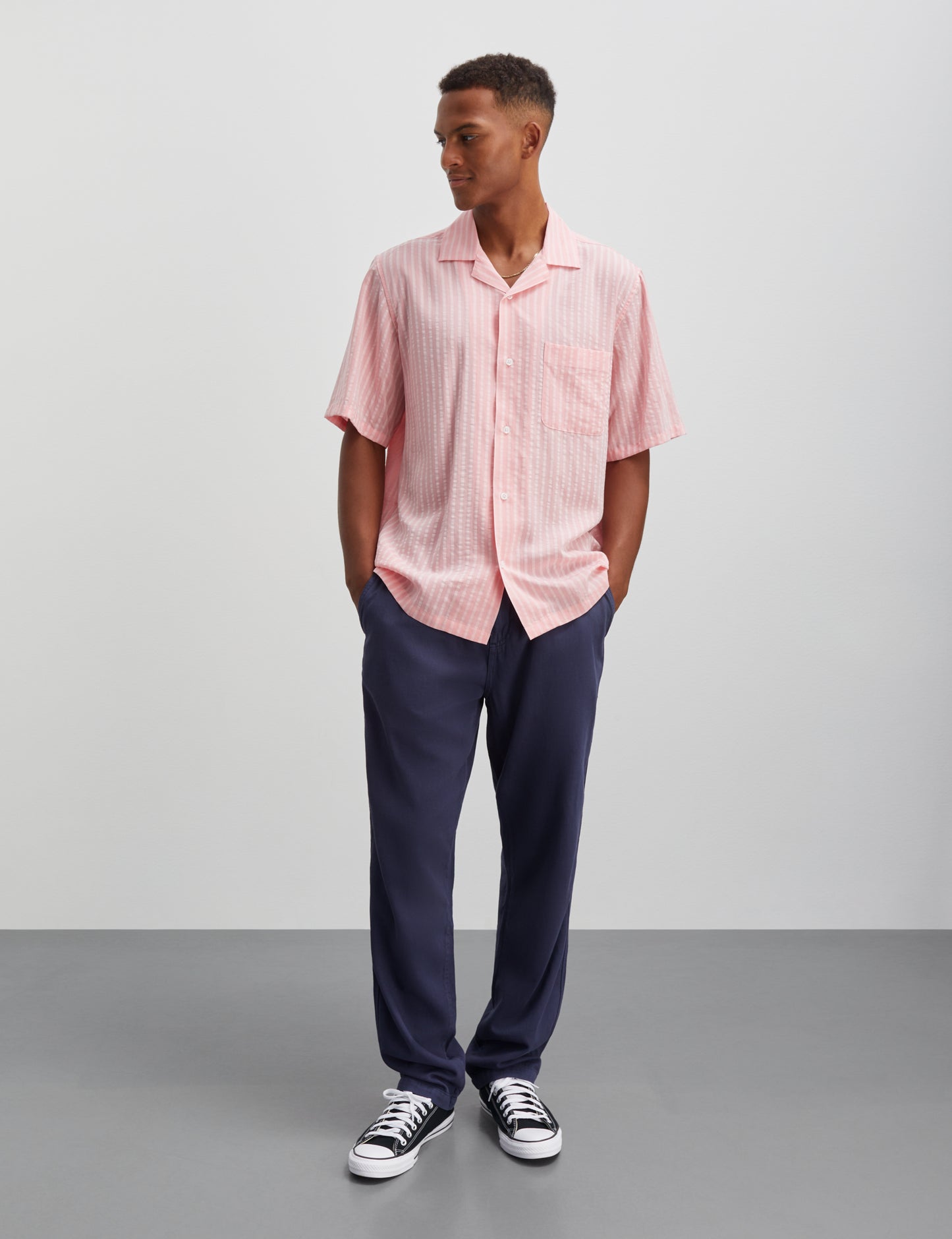 Seersucker Tencel Kenji Shirt SS, Blushing Bride