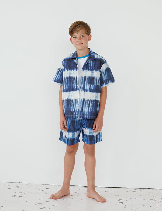 Armando Kenni AOP Shirt, Tie Dye Stripe AOP Merthyl Blu