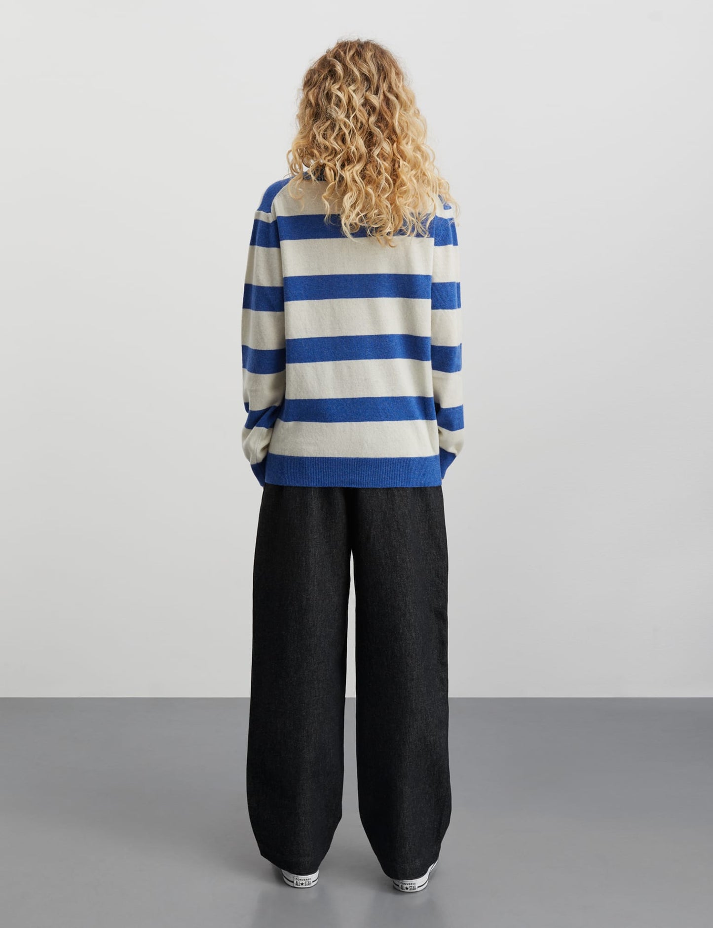 Eco Wool Stripe Kasey Sweater, Amparo Blue/Winter White