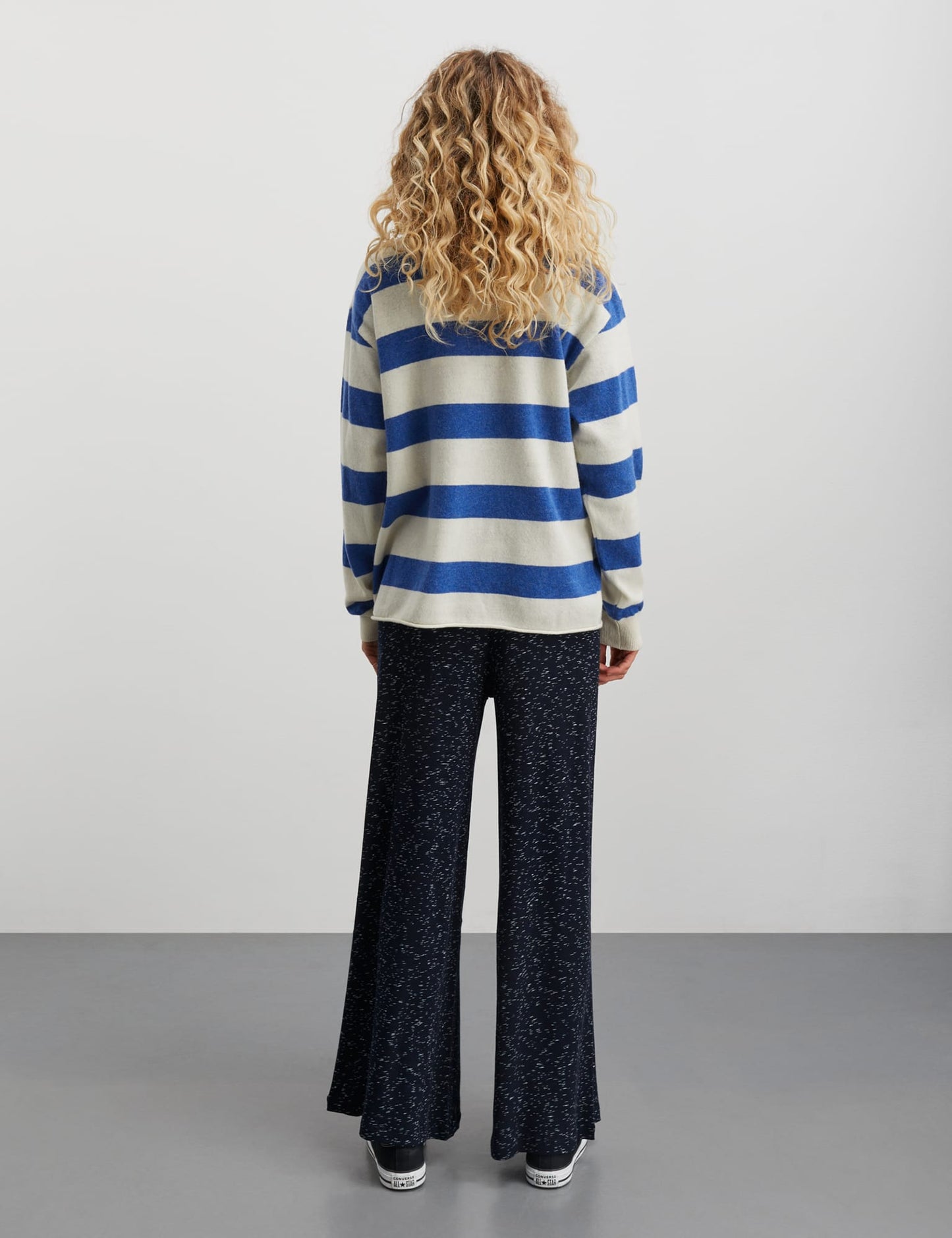 Eco Wool Stripe Kally Sweater, Amparo Blue/Winter White