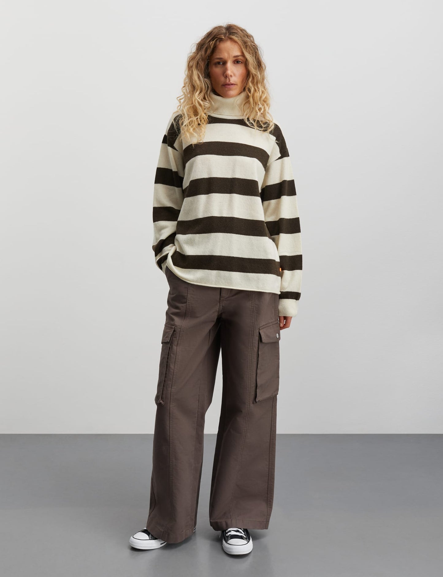 Eco Wool Stripe Kally Sweater, Turkish Coffee/Winter White