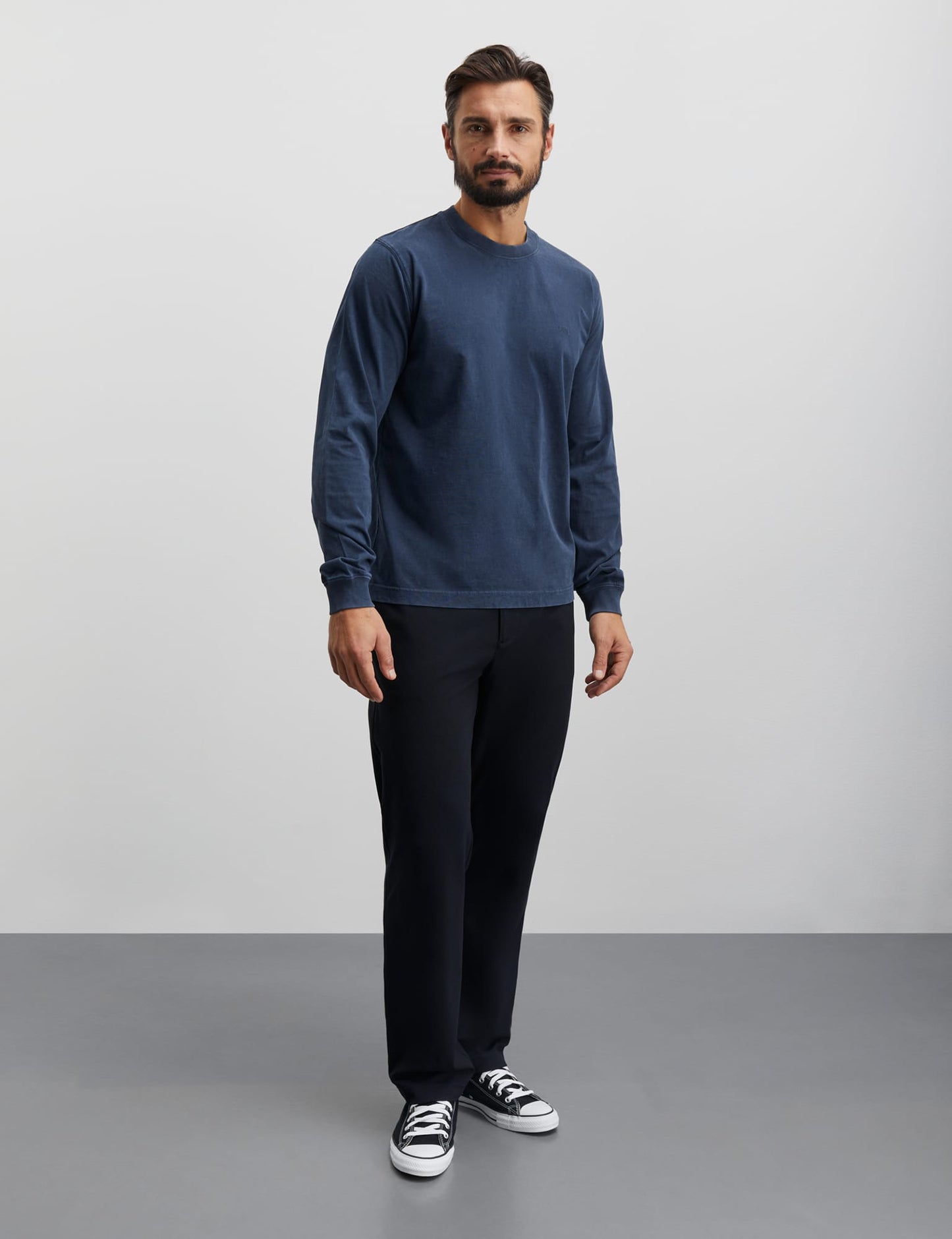 Cotton Jersey Dye Frode Tee LS, Midnight Navy