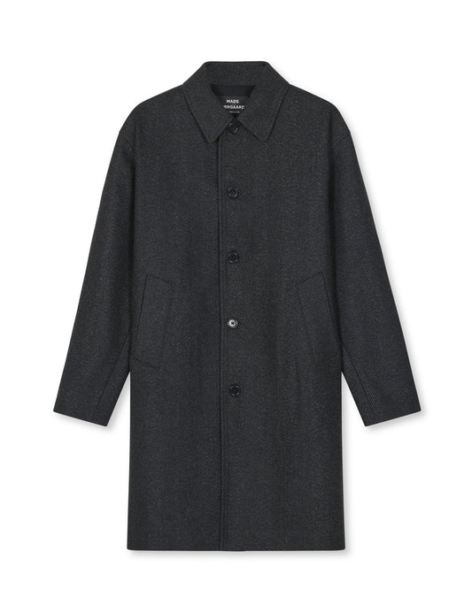 Wool Herringbone Curtis Coat, Charcoal Gray