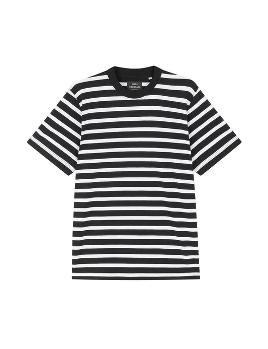 Cotton Jersey Stripe Frode Tee, White/Black