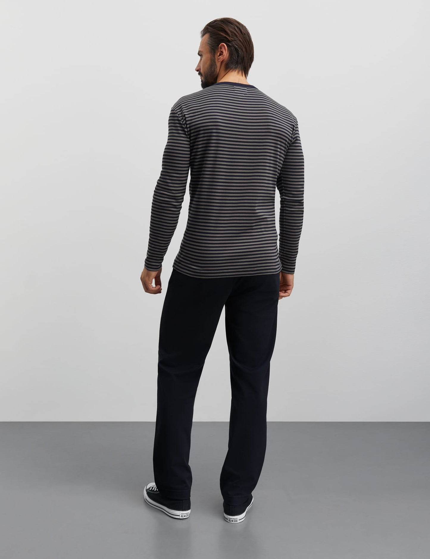 Duo Rib Tobias Tee LS, Charcoal Gray/Deep Well