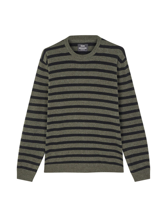 Eco Wool Karsten Stripe Knit, Beluga/Black