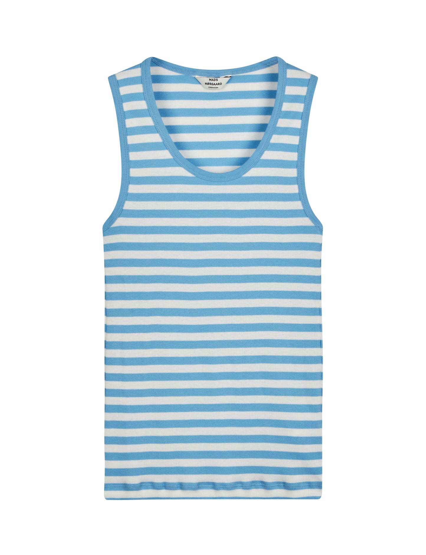 2x2 Cotton Stripe Amour Tank Top, Alaskan Blue/White Alyssum