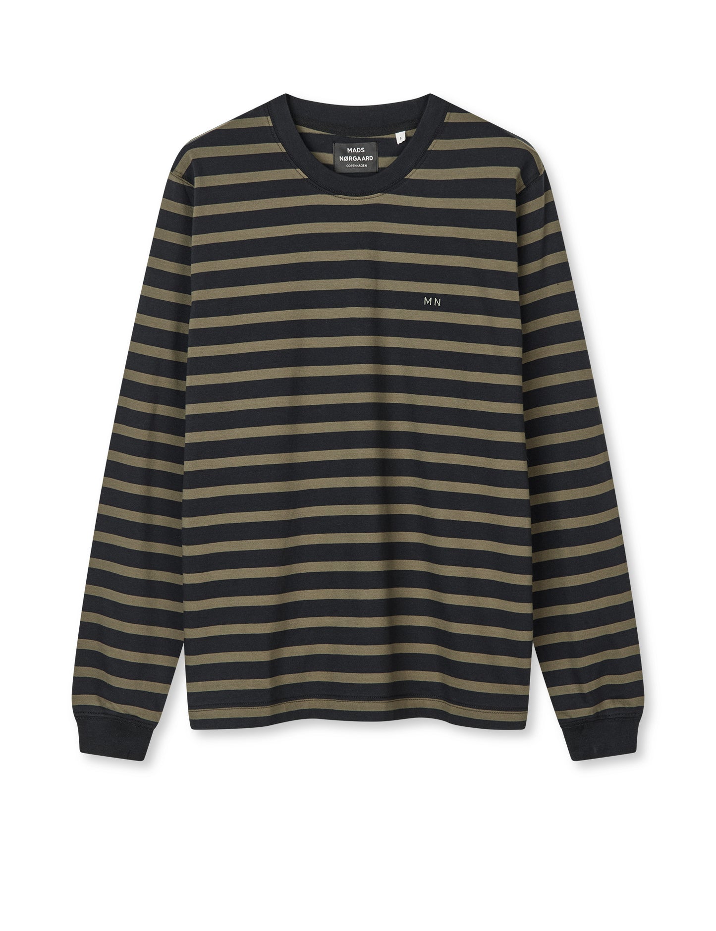 Cotton Jersey Stripe Frode Tee LS, Kalamata/Jet Black