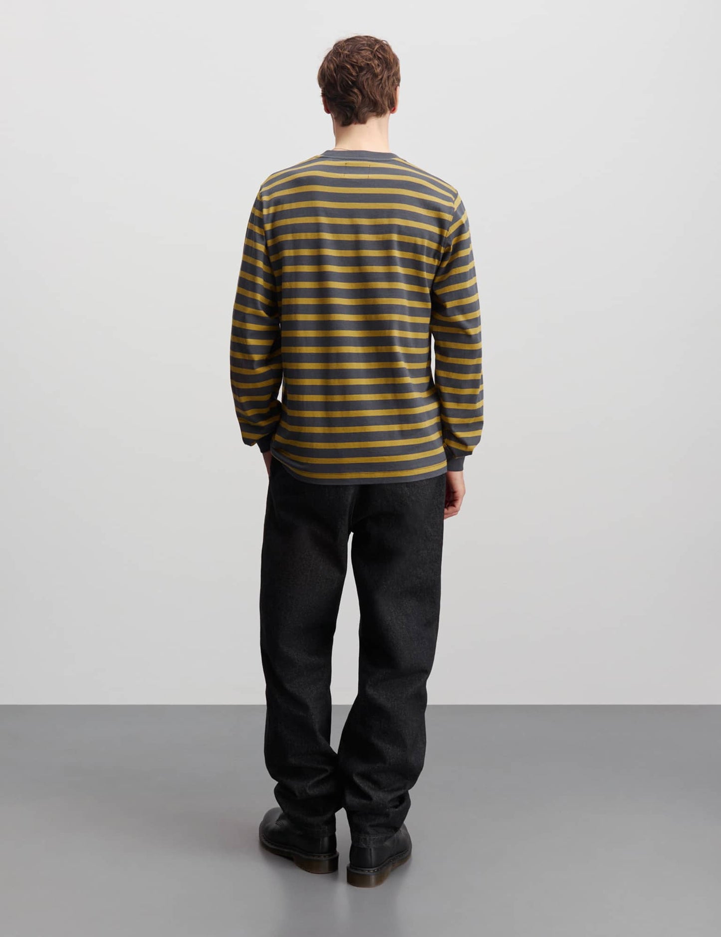 Cotton Jersey Stripe Frode Tee LS, Willow/Black Oyster