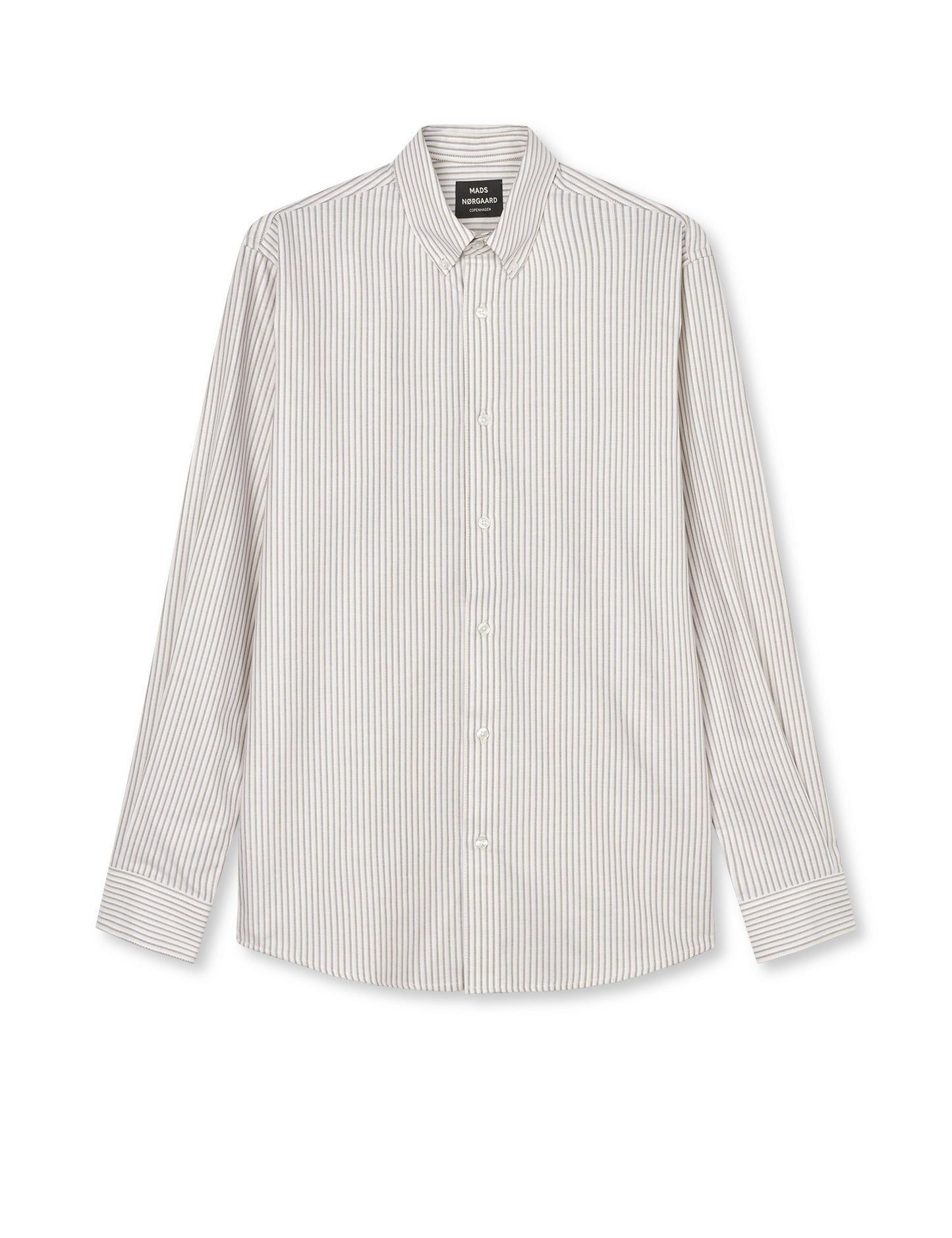 Cotton Oxford Sune Stripe Shirt BD, White/Corn Husk/Kalamata