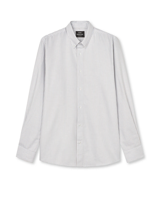 Cotton Oxford Sune Stripe Shirt BD, White/Cashmere Blue/Trench Coa