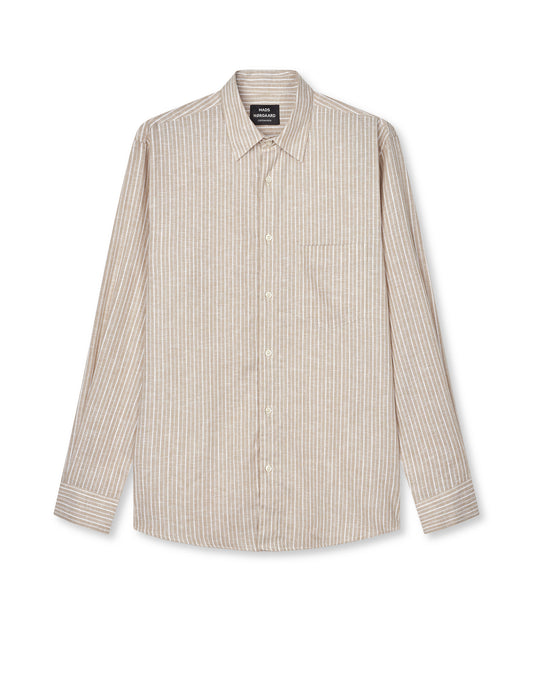 Cotton Linen Sune Stripe Shirt, Trench Coat/White