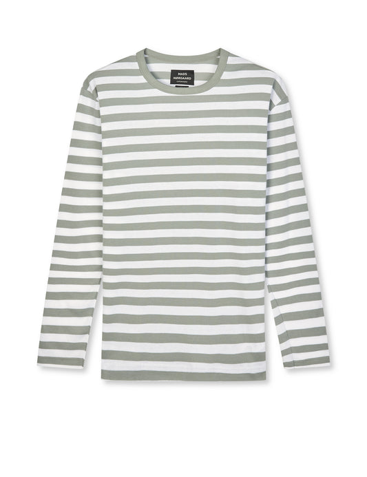 Midi Rib Tobias Tee LS, Moon Mist/White