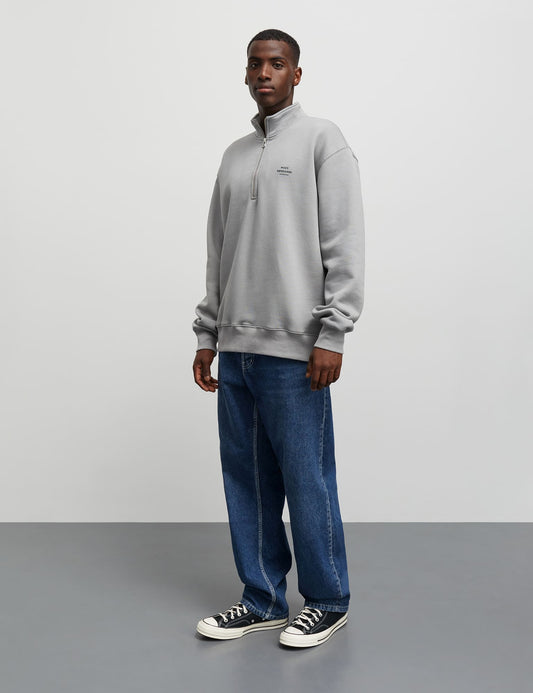 Standard Half Zip Logo Sweat, Moon Mist