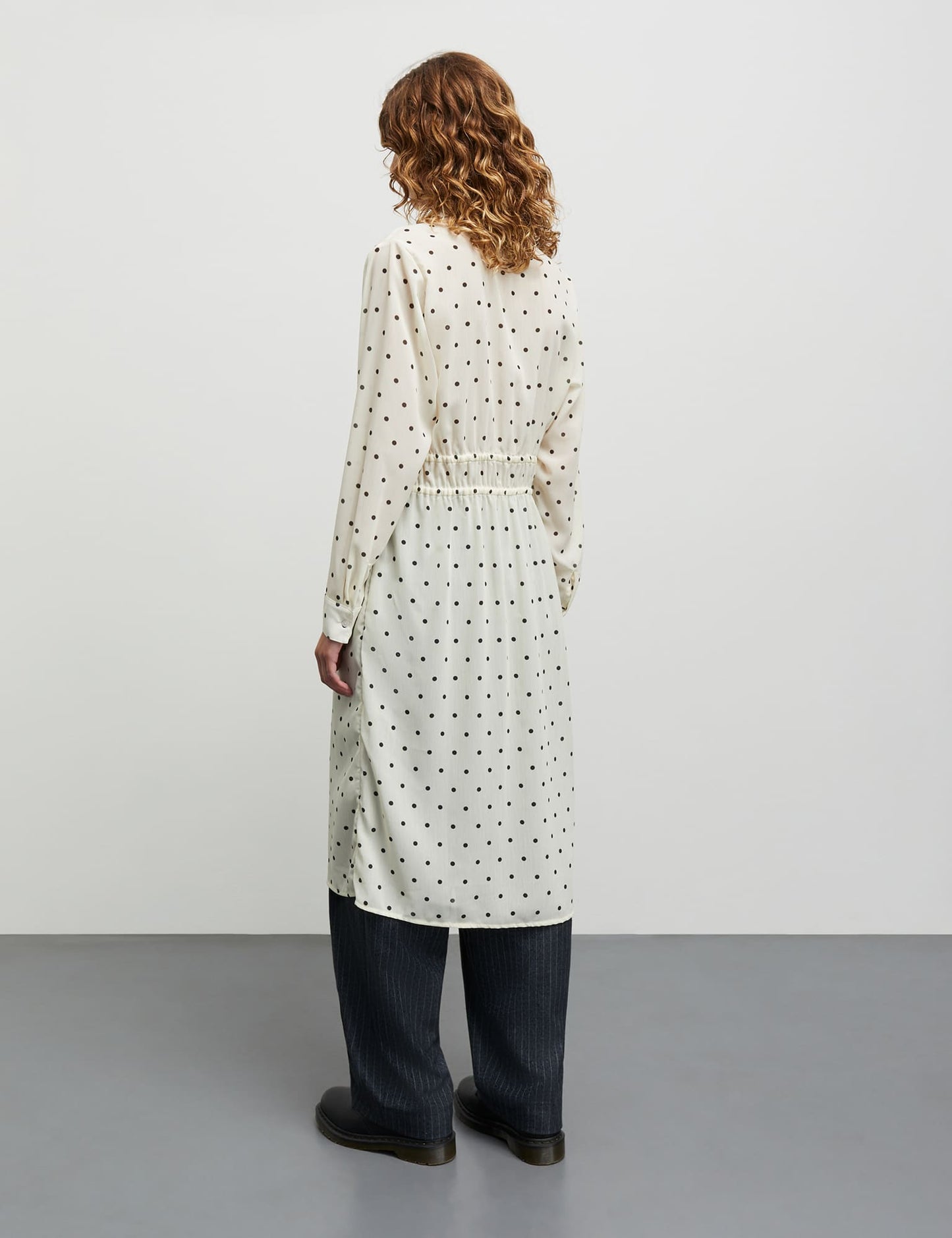 Sheer Crink Mabel Dress, Dot AOP White