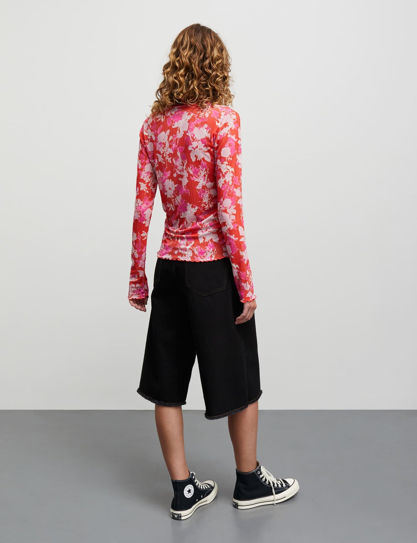 Fancy Jersey Minnie Top, AOP Rose/Fiery Red