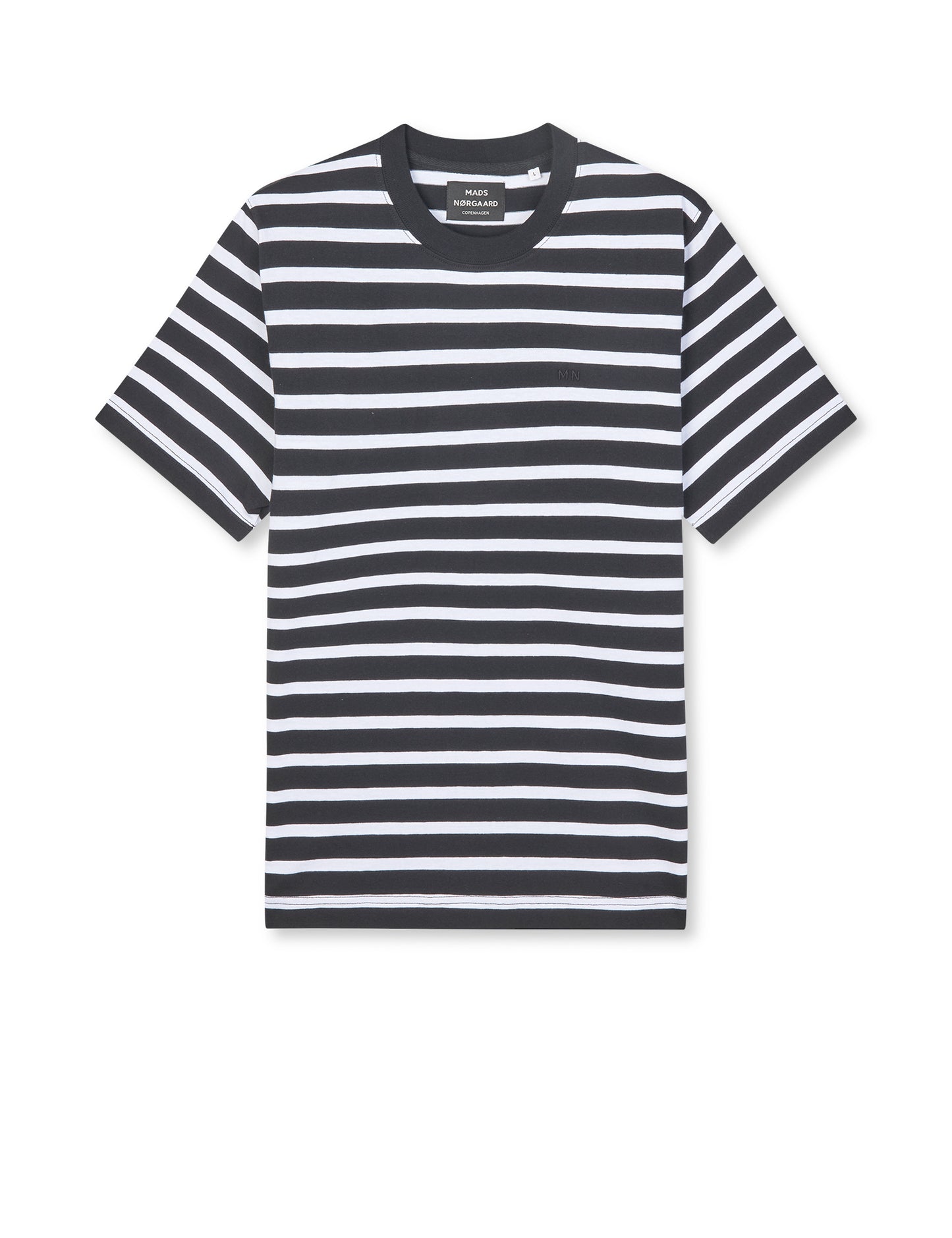 Cotton Jersey Stripe Frode Tee, White/Black