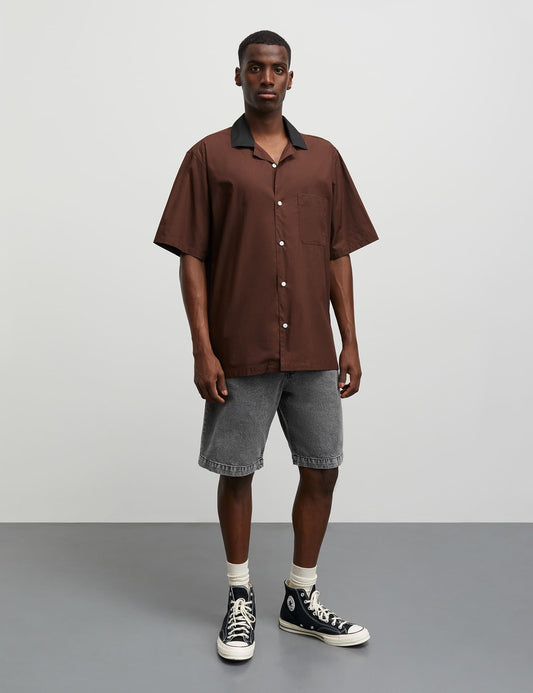 Prime Cotton Poplin Kenji Shirt SS, Chicory Coffee