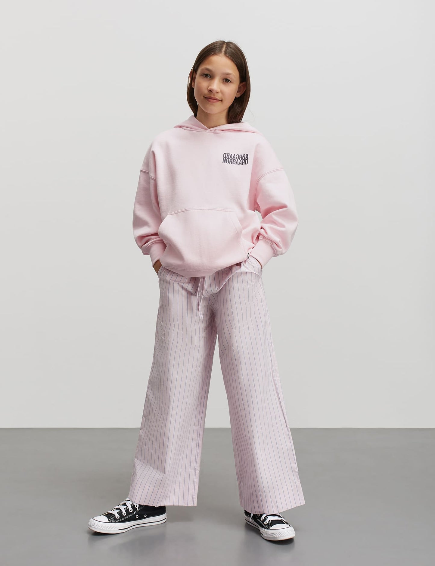 Crisp Poplin Pipa Pants, Pinstripe/Parfait Pink