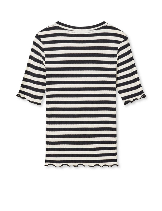 5x5 Classic Stripe Tuviana Tee, Black/Vanilla Ice