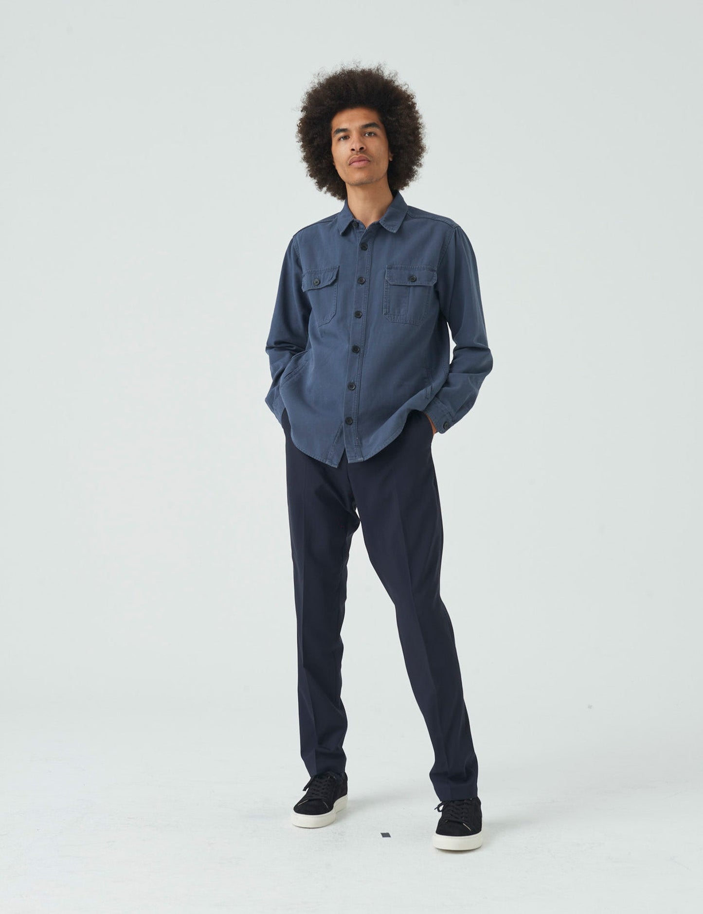 Dyed Canvas Stern Shirt, Midnight Navy