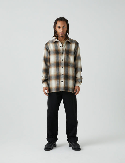 Soft Wool Malte Check Shirt,  Charcoal Check