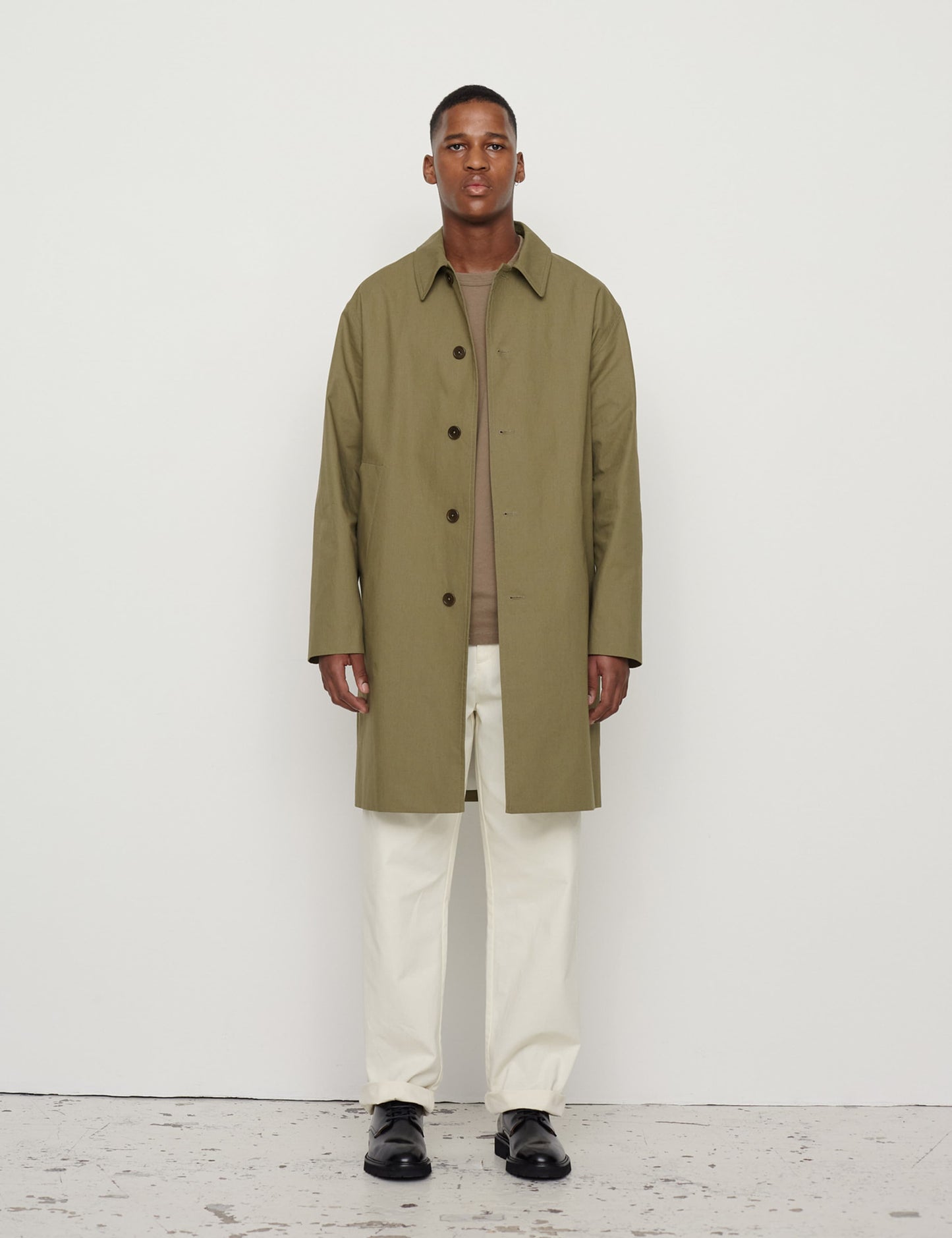 Dry Cotton Curtis Coat, Dusky Green